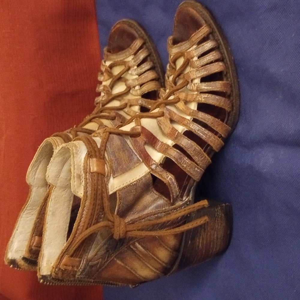 Freebird Black and Brown Heeled Sandals Size 8